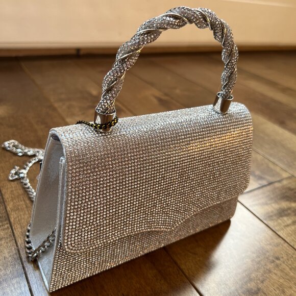 Imoshion Women's Silver Studded Evening Handbag Clutch Purse Removable Straps - Picture 2 of 15